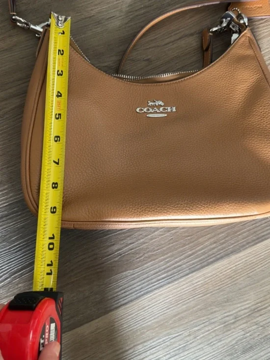 COACH Pebbled Leather Shoulder Bag in Tan - Picture 3 of 5